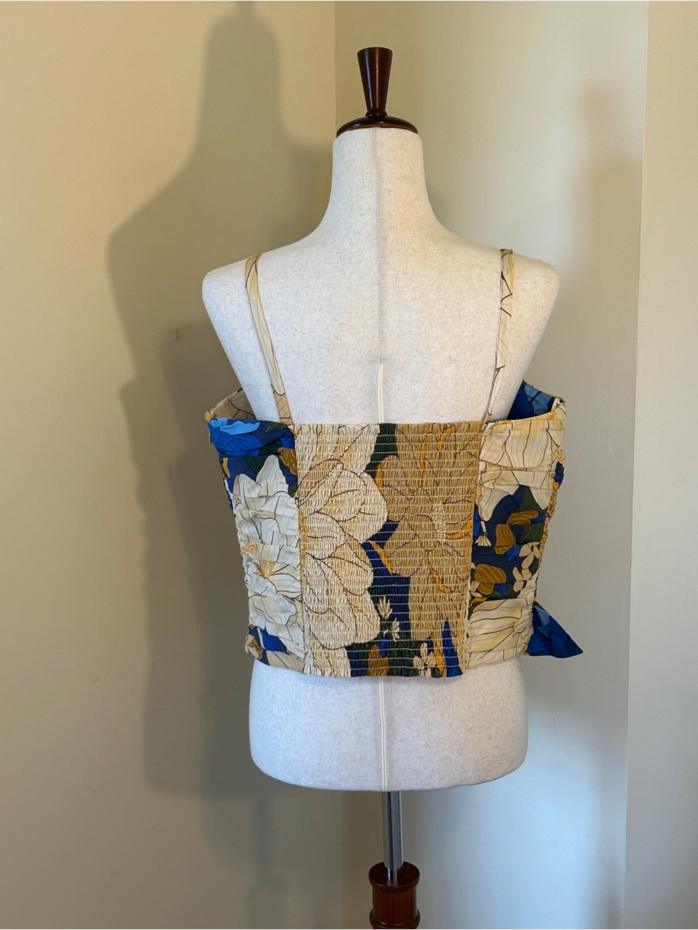 Sezane Farm Rio NWT SZ 14 Abelino Blue & Cream Floral Ruched Camisole Sale Price - Picture 8 of 13